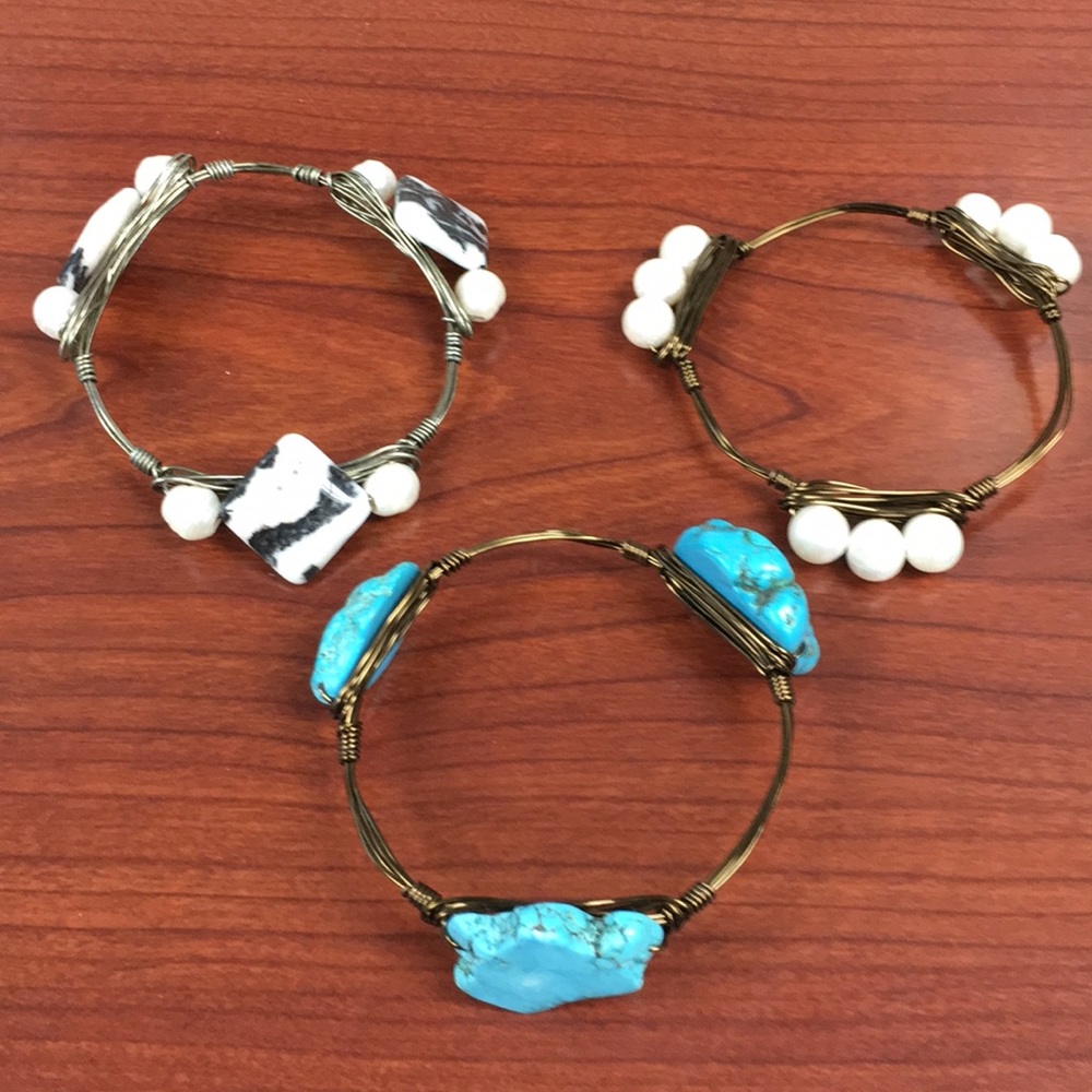 Semi-precious bangle bracelets